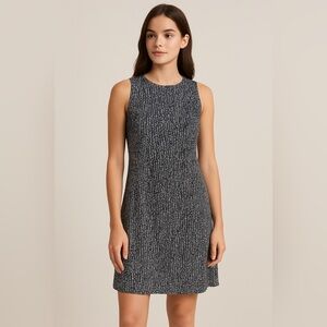 LOFT Elegant Navy and White Sleeveless Fit and Flare Dress